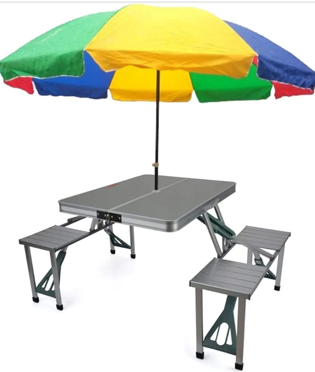 Picnic-Table-Heavy-Duty-Aluminium-Portable-Folding-Camp-Suitcase-Picnic-Table-and-4-Chairs-Set-with-Umbrella (S10)
